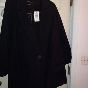 One button black plus size blazer